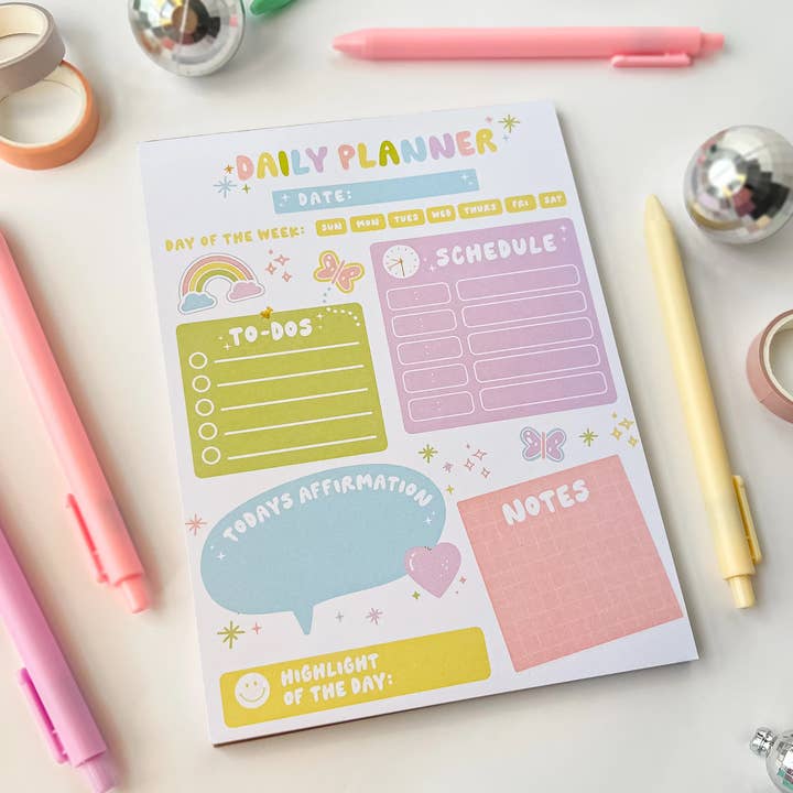Pastel Daily Planner Notepad for wholesale by Meryum Designs