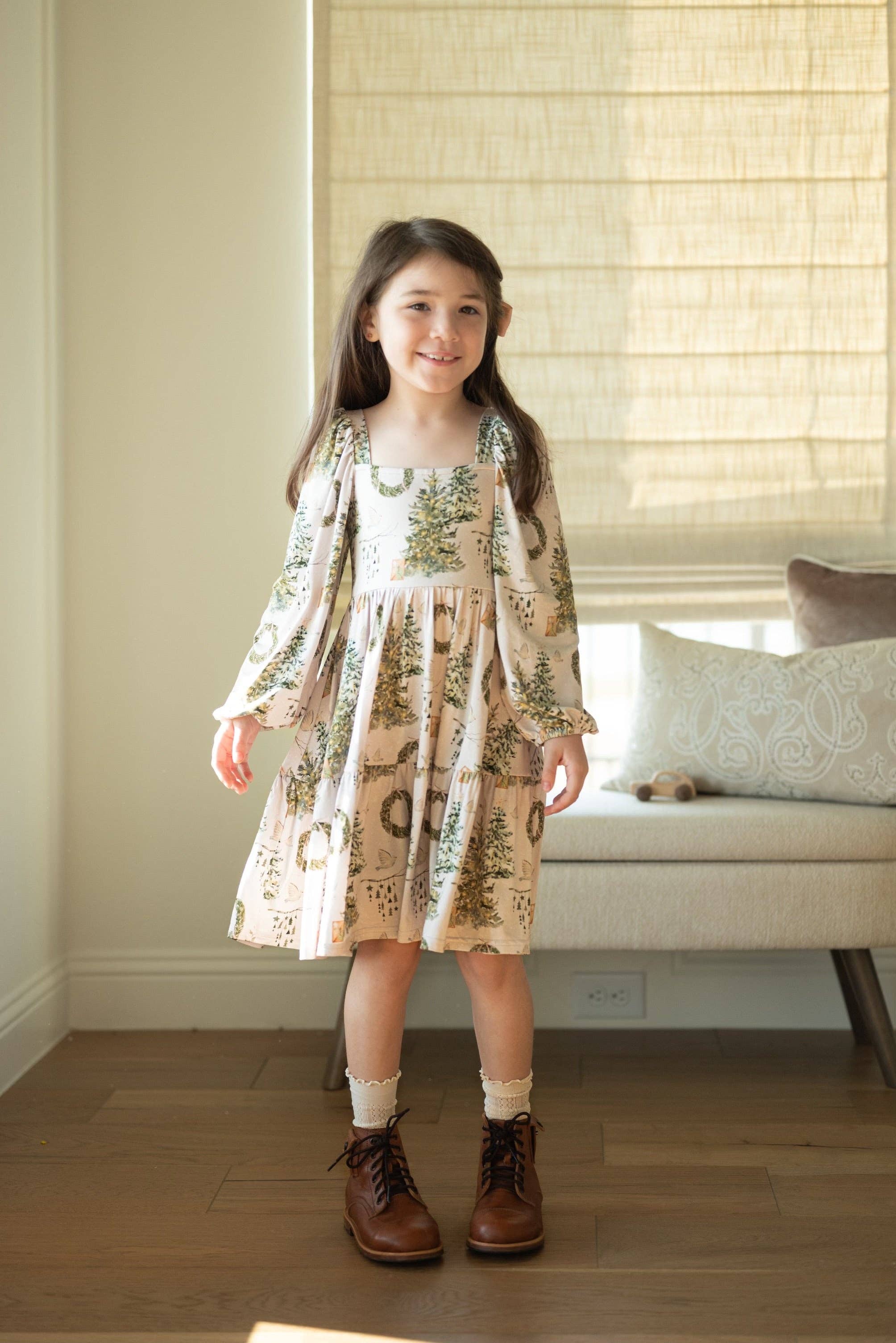 Riley & Rett – Engroshandel Kjole - Børn – Blød snepuffærmet twirl-kjole4