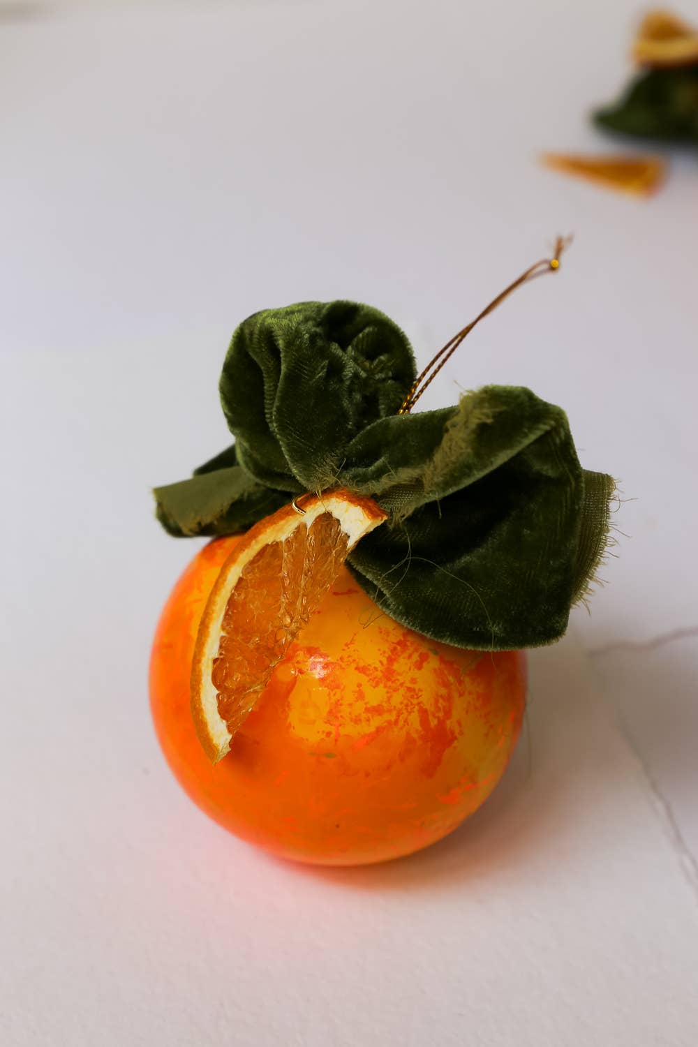 Kristin Cronic Studio - Wholesale Ornament - Orange Moss and Peel Painted Ornament | Hand painted7