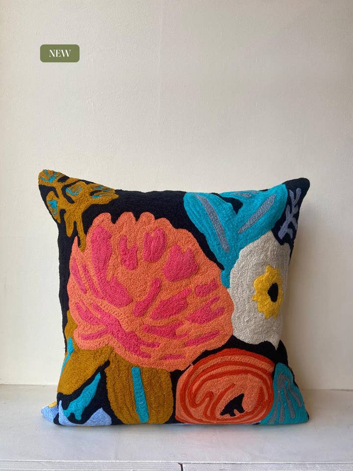 Midnight Flowers Cushion Cover for wholesale by House of Roya Ltd