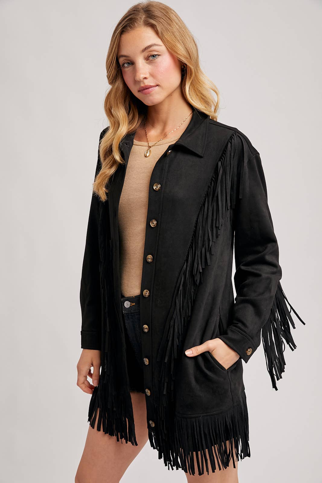 Bluivy - Wholesale Jacket - Women's - VEGAN SUEDE FRINGED JACKET3