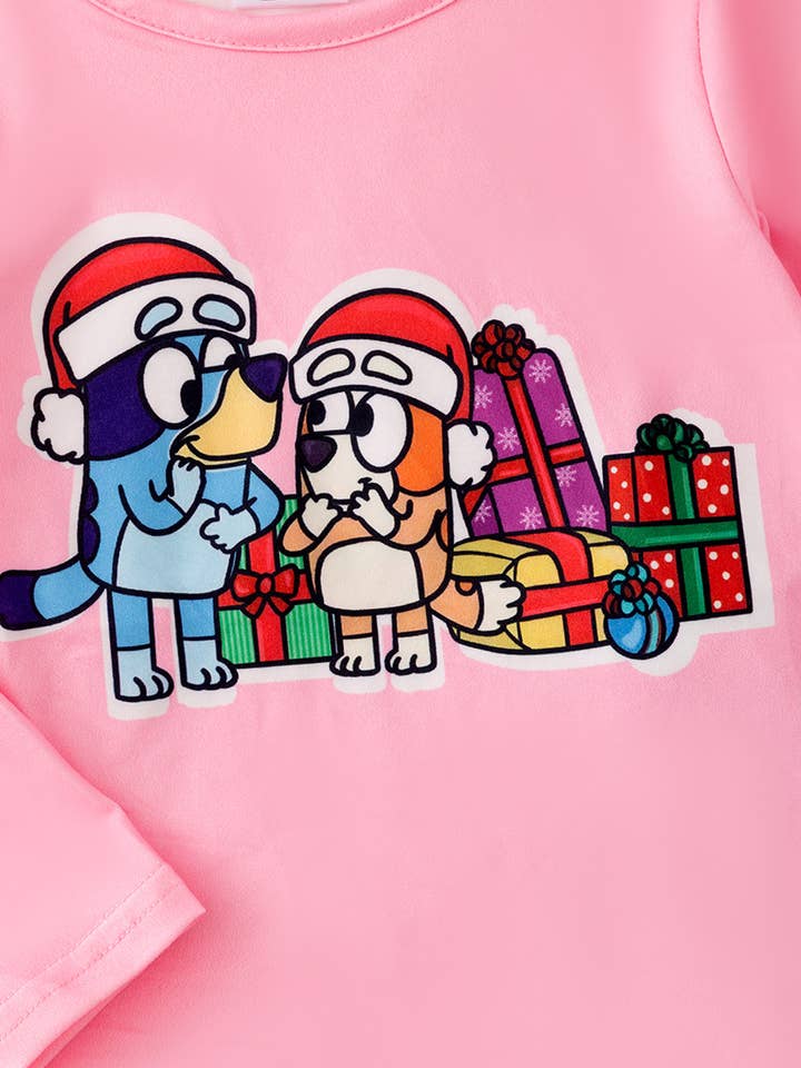 Kids Charm Online - Wholesale Clothing Set - Baby - Character printed pink tunic & blue bell bottoms. OFG42870AM