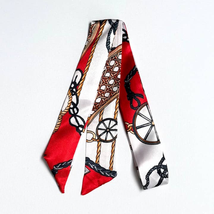 Lenço de Seda Twilly Scarvii Fino Padrão de Correntes e Cordas por atacado de iconic mi