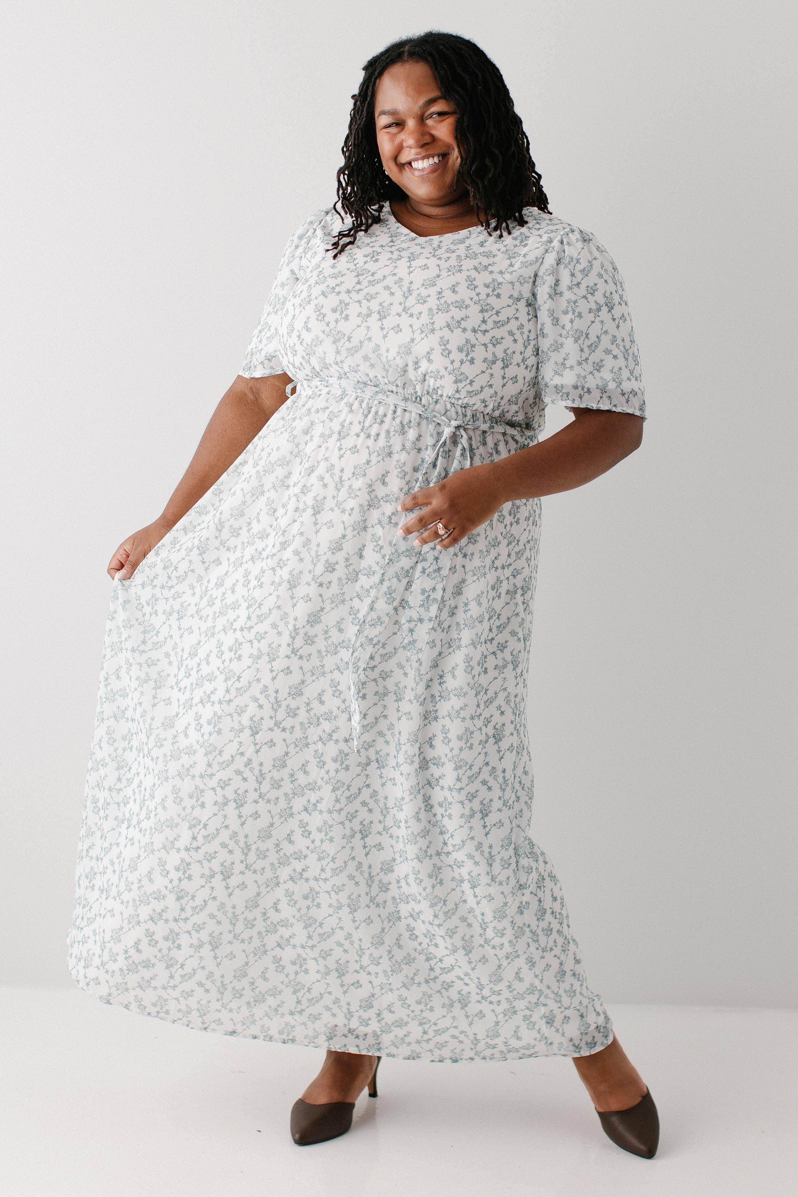 Sage 'Esther' Floral Print Maxi Dress for wholesale on Faire9