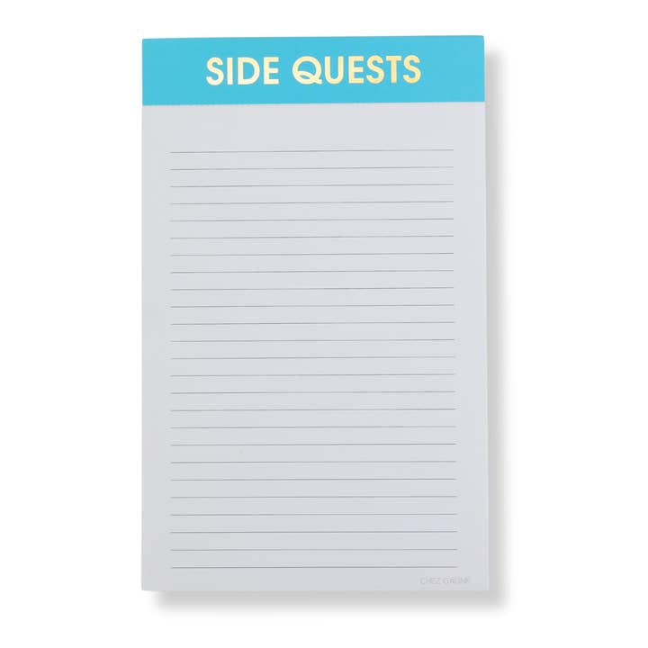 Side Quests - Lined Notepad - Caribbean Blue - 65 perforated pages - 5x8
for wholesale by Chez Gagné