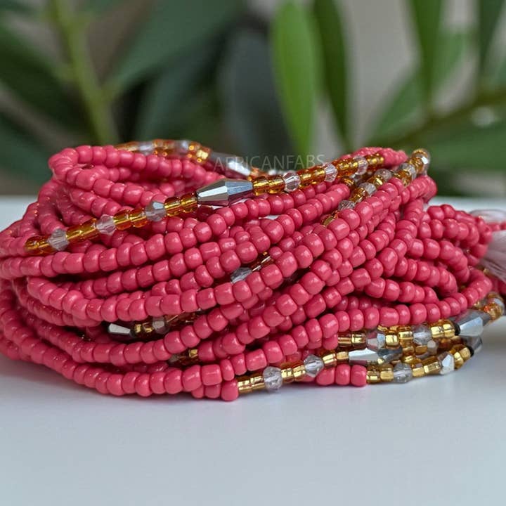 AfricanFabs - Wholesale Beads - Waist Beads / African Hip Chain - Abinéné - Old Pink (Traditional non-elastic string)