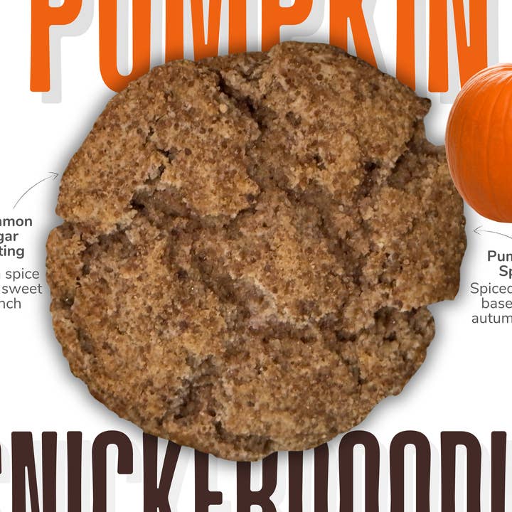 Pumpkin Spice Snickerdoodle Cookies for wholesale by Scoops Baking Co.