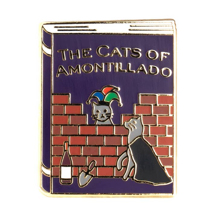 The Cats of Amontillado Enamel Pin for wholesale by Bona Fide Bookworm