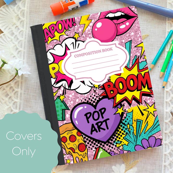 Comic Book-Composition Notebook Cover for wholesale by Oily Graphic Creations