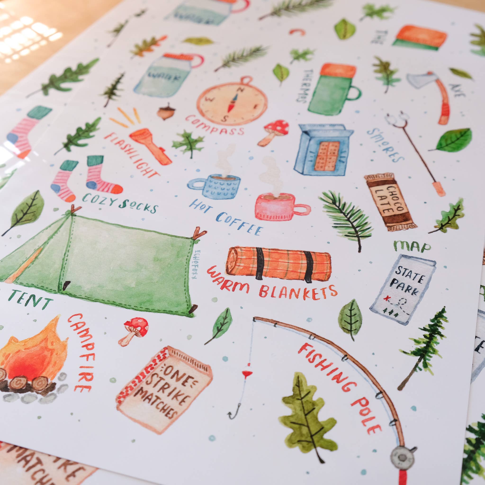 Echo Foxx - Wholesale Art Print - Camping Essentials Watercolor Art Print3