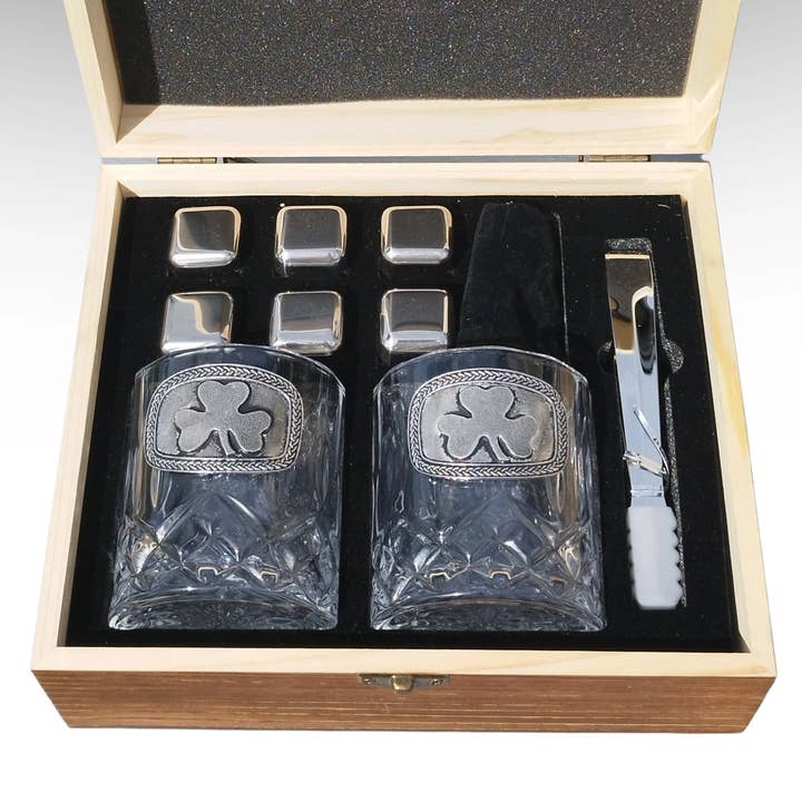 Geslepen Kristallen Whiskey Glazenset - Shamrock voor wholesale door Dublin Gift Company
