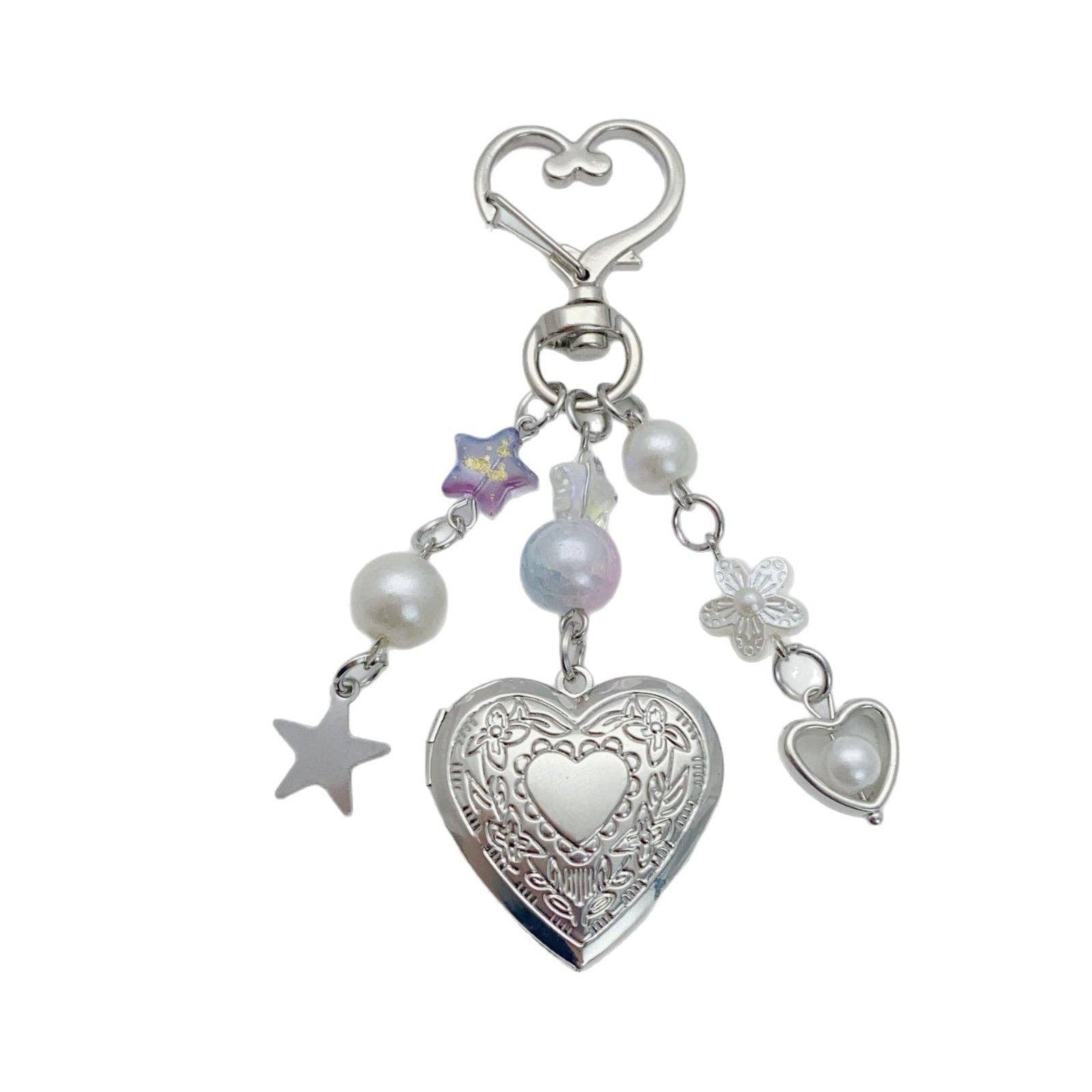 Purple Metal Love Beads Keychain Bag Charms DP25B547 for wholesale on Faire4