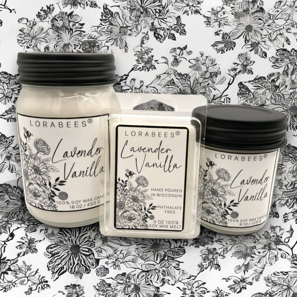 Lorabees - Wholesale Jar/Filled Candle - L'abeille Collection 16 oz 8 oz candle or 3 oz melts 2