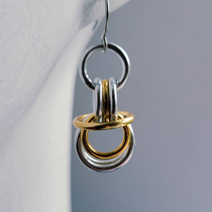Silver & Gold "Doorknocker" Earrings/Mixed Metal/Geometric for wholesale by Teahan K Jewelry