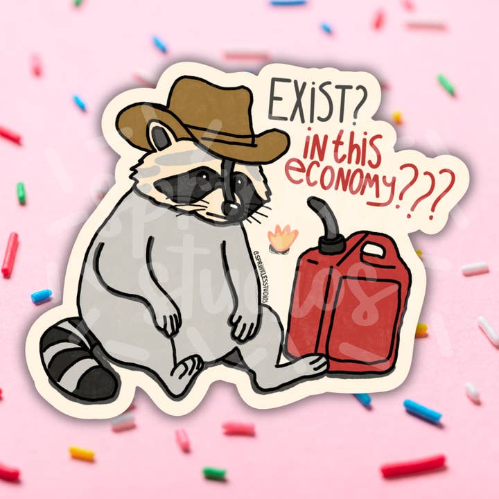 Exist In This Economy? Vinyl Sticker for wholesale by Sprinkles Studios