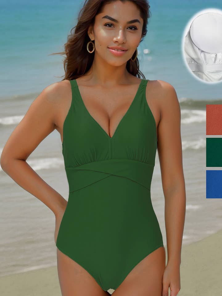 Damen Badeanzug mit Einfarbdesign und herausnehmbarem Polsterschwamm für den Großhandel von Marine