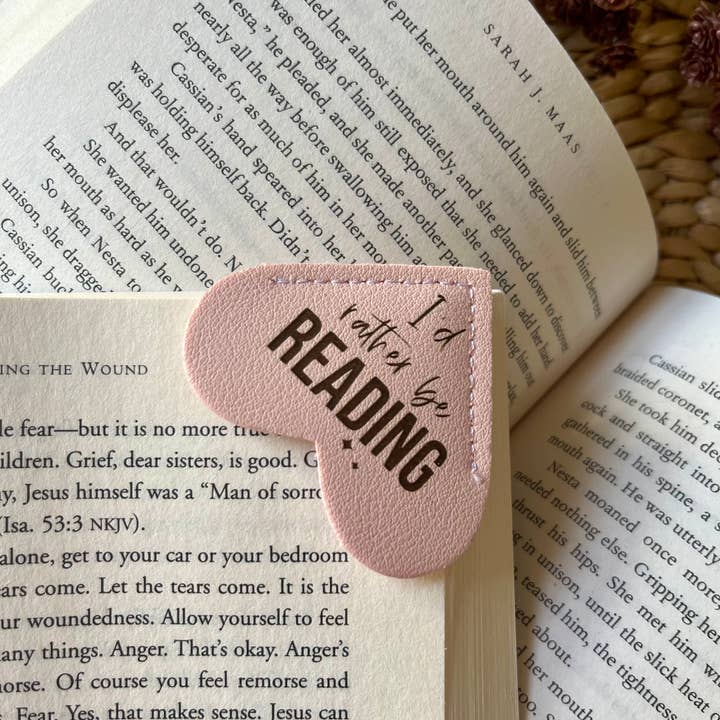Rustic Raleigh - Wholesale Bookmark - I'd rather be reading Leather Heart Bookmark Ear2