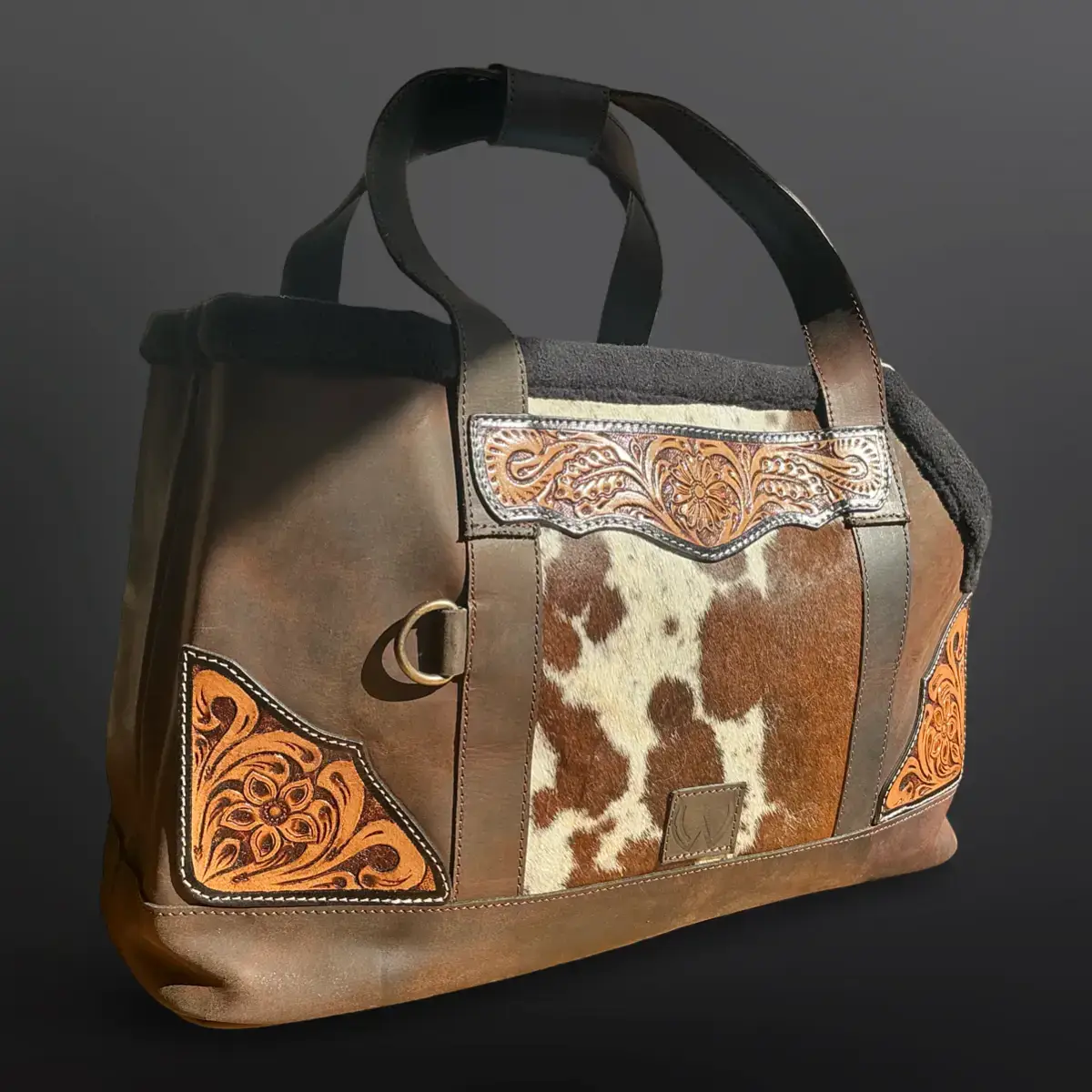 Westrian International - Wholesale Pet Carrier - Dog - Western Cowhide Tooled Leather Dog Pet Carrier1
