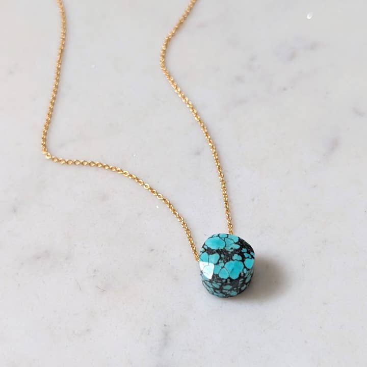 Turquoise Teardrop December Birthstone Necklace for wholesale by Lapis London