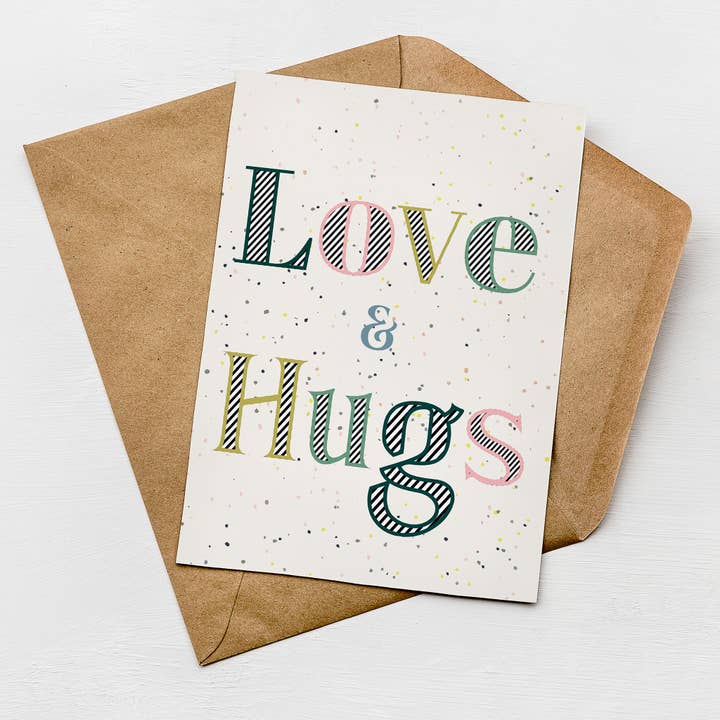 Love and Hugs Card | Greetings Card for wholesale by Greenwich Paper Studio