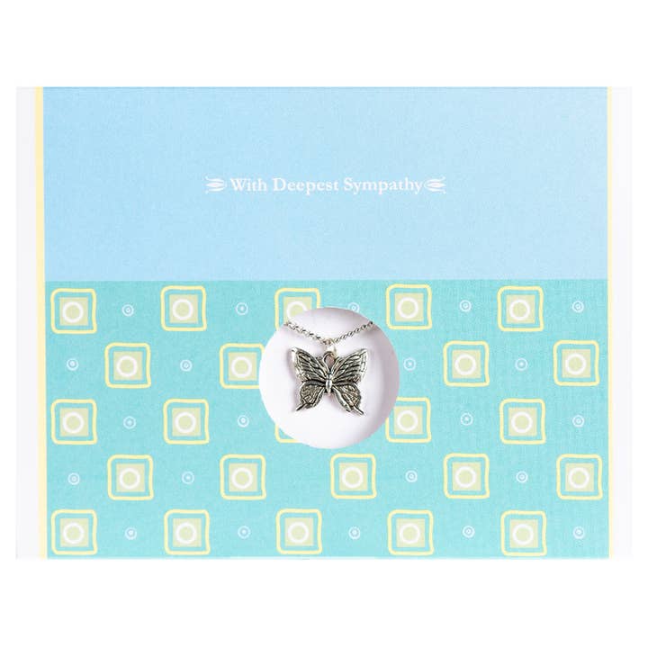 WITH DEEPEST SYMPATHY CARD W/ BUTTERFLY NECKLACE for wholesale by Benjamin International