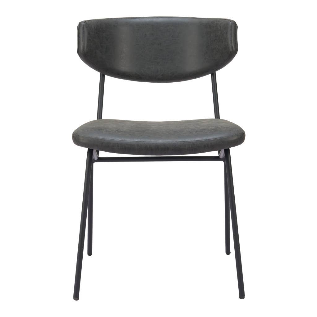 HomeRoots - Wholesale Chair - Set of Two Gray and Black Upholstered Faux Leather Open Back Dining Side Chairs5