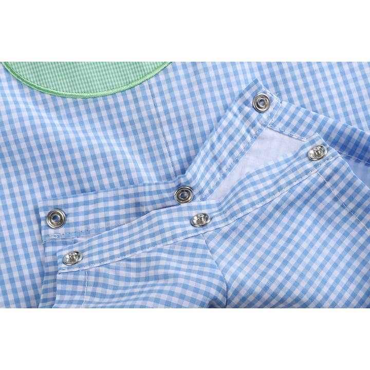 Lil Cactus - Wholesale Overalls - Baby - Blue Gingham Golf Hole Shortall5