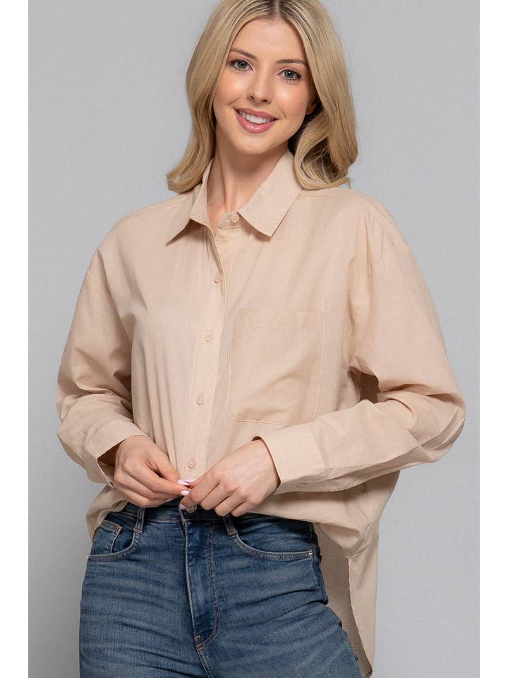 Active Basic | Active USA - Wholesale Button Down Shirt - Women's - Long Sleeve Woven Shirt
