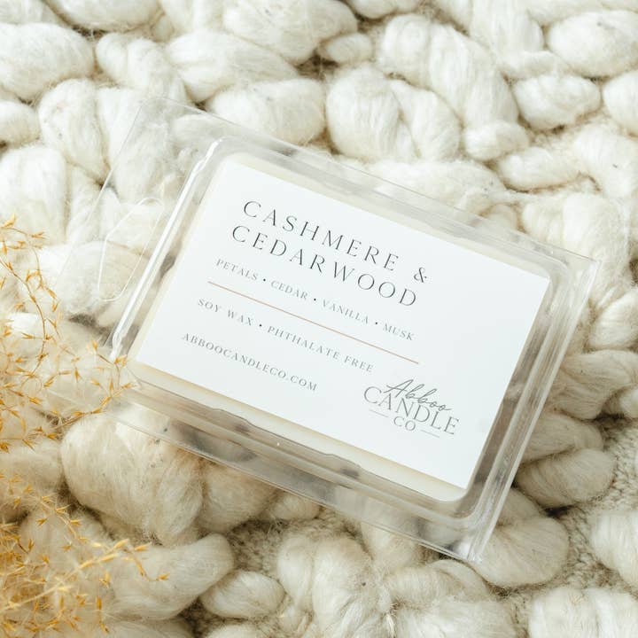 Cashmere and Cedarwood Soy Wax Melts for wholesale by Abboo Candle Co