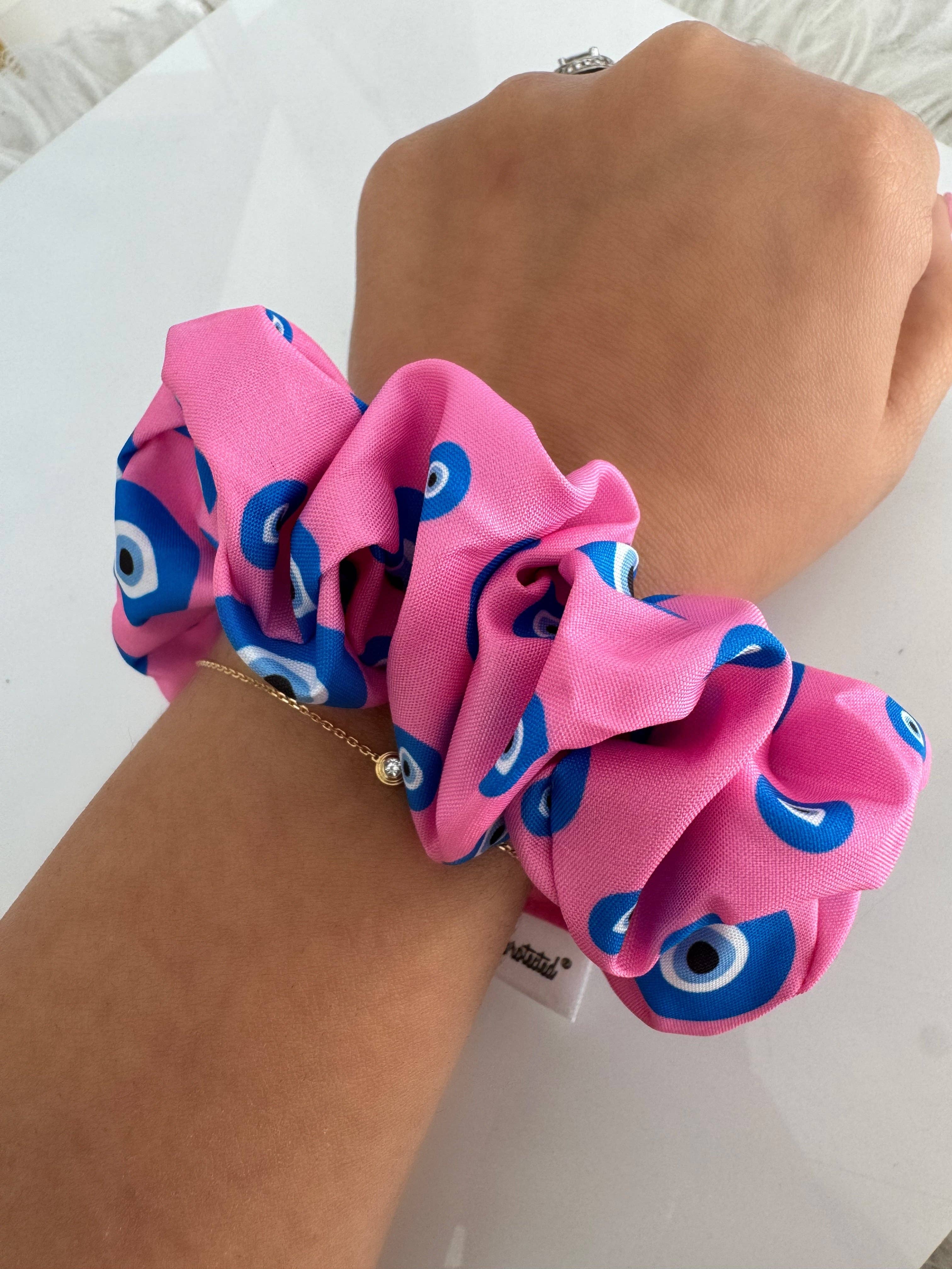 FRESHALAMODE / fashionably protected - Wholesale Scrunchie - Dames - Roze Boze Oog Oversized Haarelastiek Scrunchie Cadeau9
