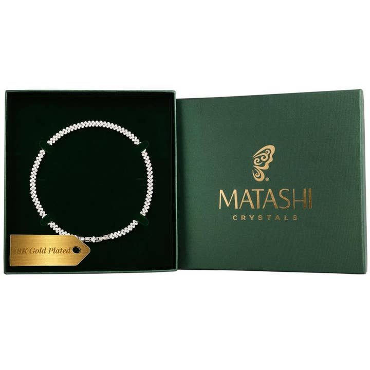 Rhodium Plated Necklace with Crystal Link Rope Chain Design for wholesale by Matashi