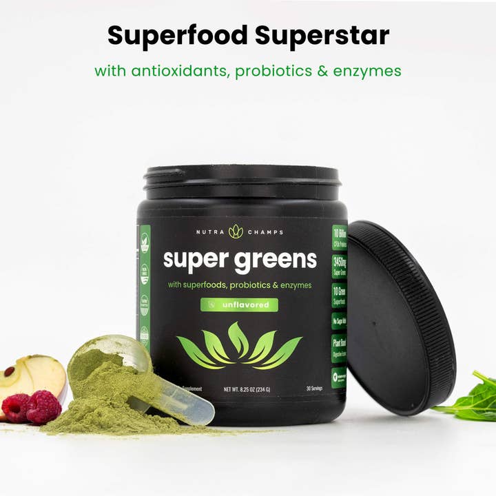 NutraChamps - Wholesale Protein/Superfood Powder - Super Greens Unflavored Powder| 20+ Organic Green Veggies5
