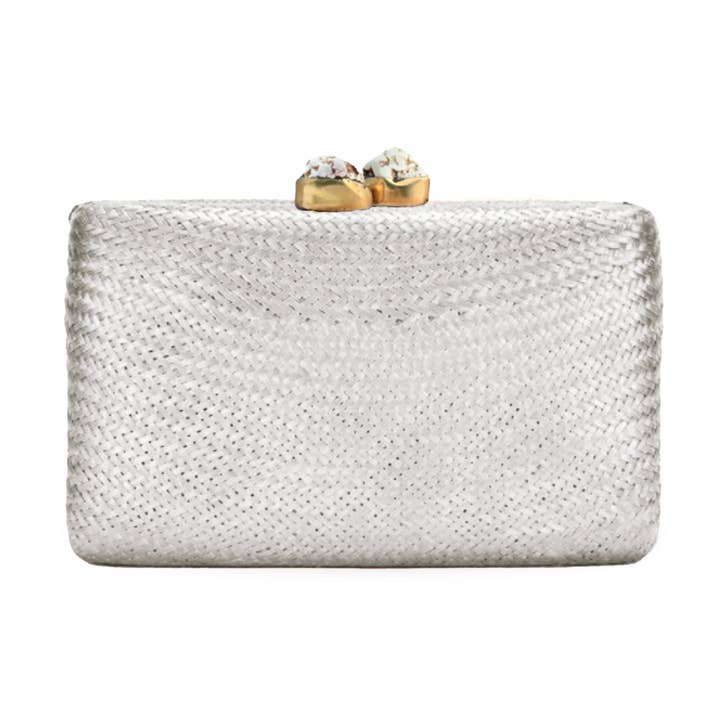 Metallic Light Silver Rectangle Clutch | LIKHÂ for wholesale by LIKHÂ