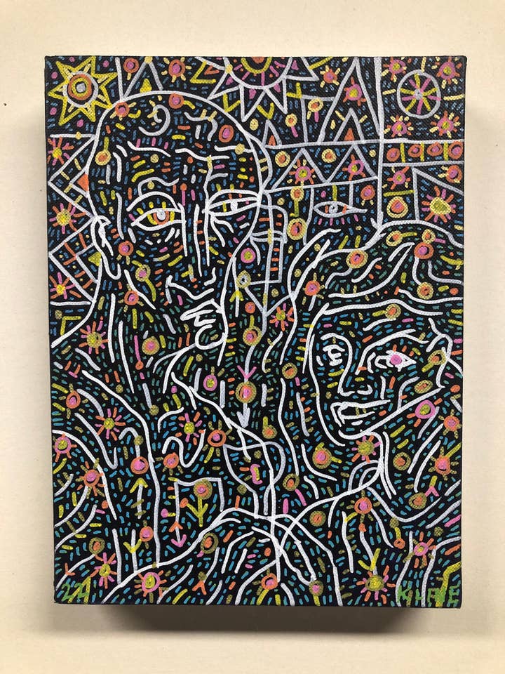 Turtle Doves. Acrylic on canvas. 9” x 12” for wholesale by John Kline Artwork