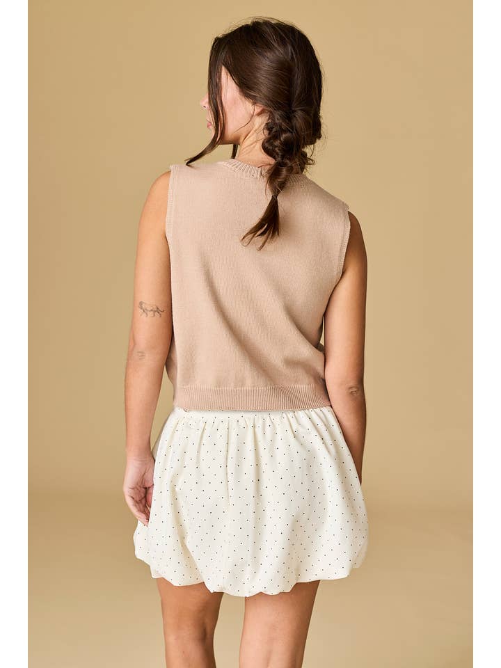 Ivory Brown PS50296 - Blaire Polka Dot Bubble Hem Skirt for wholesale on Faire4