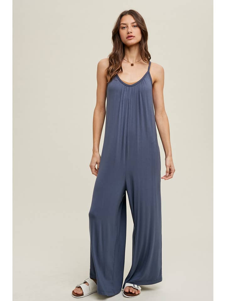 WIDE LEG KNIT JUMPSUIT / WL24-8607 for wholesale by Wishlist Apparel