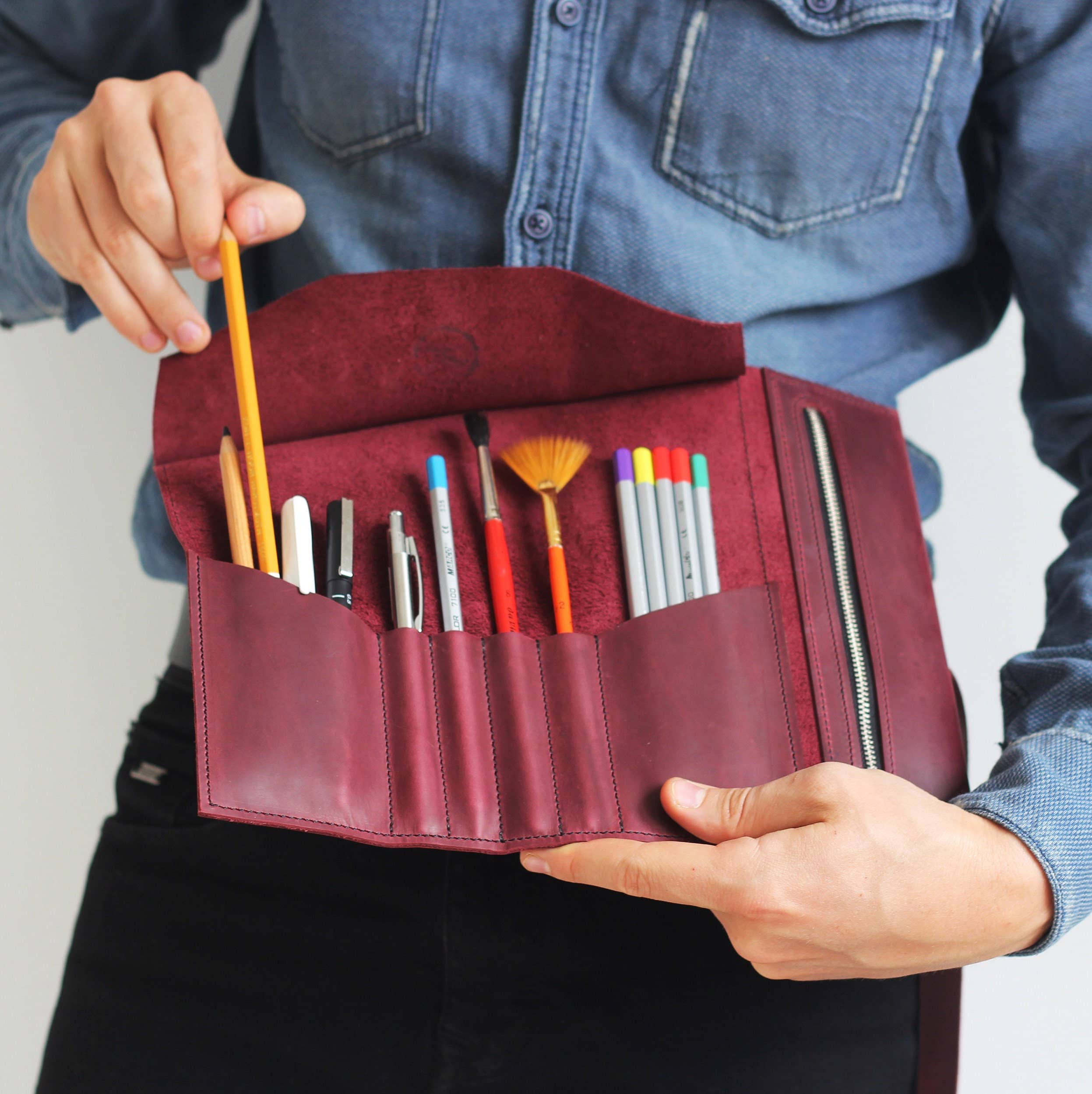 Pol Leather Studio - Wholesale Pencil Case/Pouch - Pencil Roll, Leather Pencil Case,  Leather Roll Case9