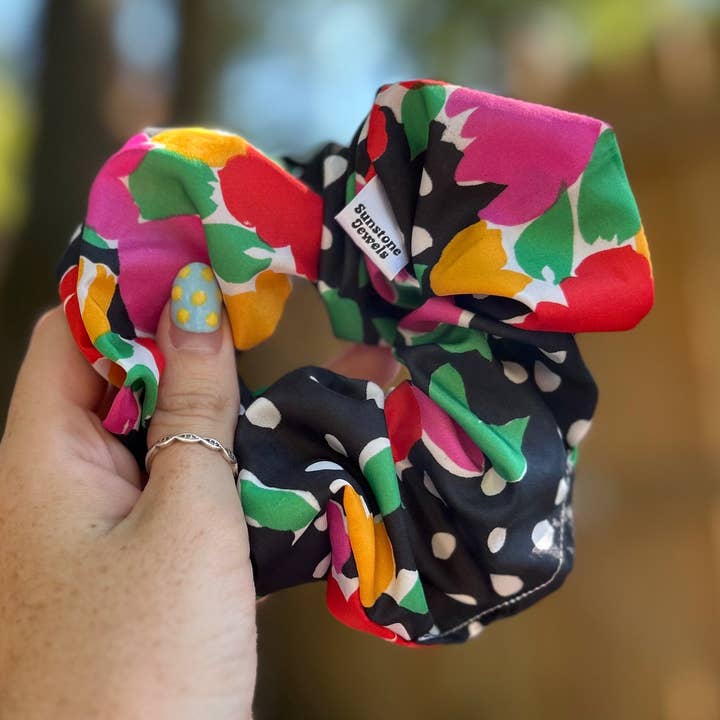 80’s Flower Scrunchie for wholesale by Sunstone Jewels