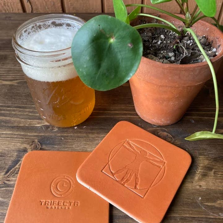 Leren Onderzetters OP MAAT Gemaakt Bedrijfslogo voor wholesale door Wild Things Leather Goods