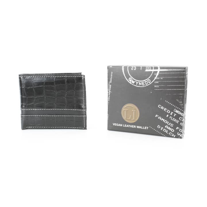 Leather Impressions Inc - Wholesale Wallet - Men's - Crocodile Embossed Vegan Wallet with Solid Band VL 90418