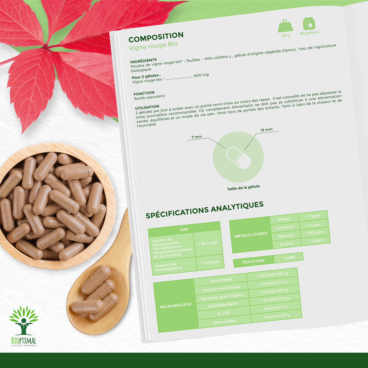 Bioptimal - Wholesale Oral Supplement/Vitamin - Organic red vine - Food supplement - in capsules7