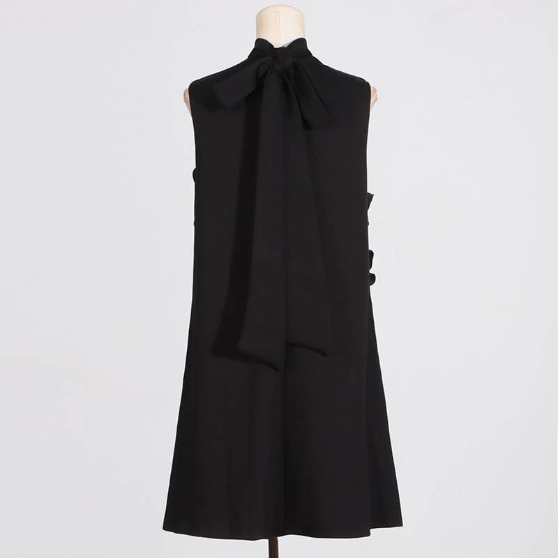 Productseeker – Vestido - Mulher por atacado – Vestido Curto Rosa DR413Y com Gola Alta, Sem Mangas e Flores 3D10