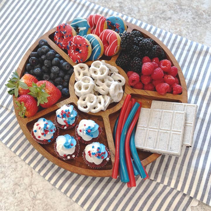 Made Market Co. - Wholesale Serving Tray - Small Divided Round Wood Tray 1