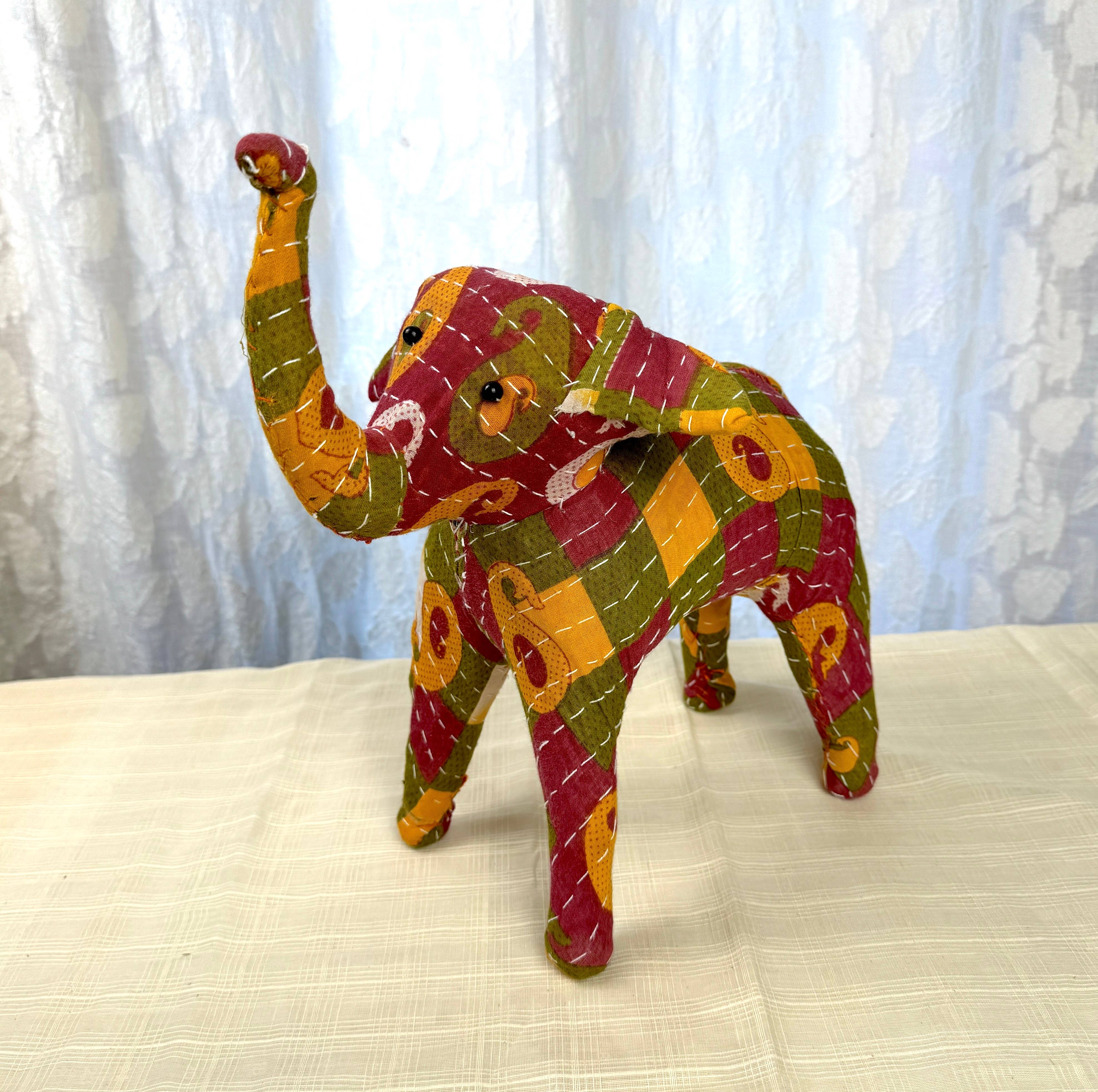 Tesoros Trading Company - Wholesale Decorative Figurine - Large Assorted  Kantha Elephant Figure, India3