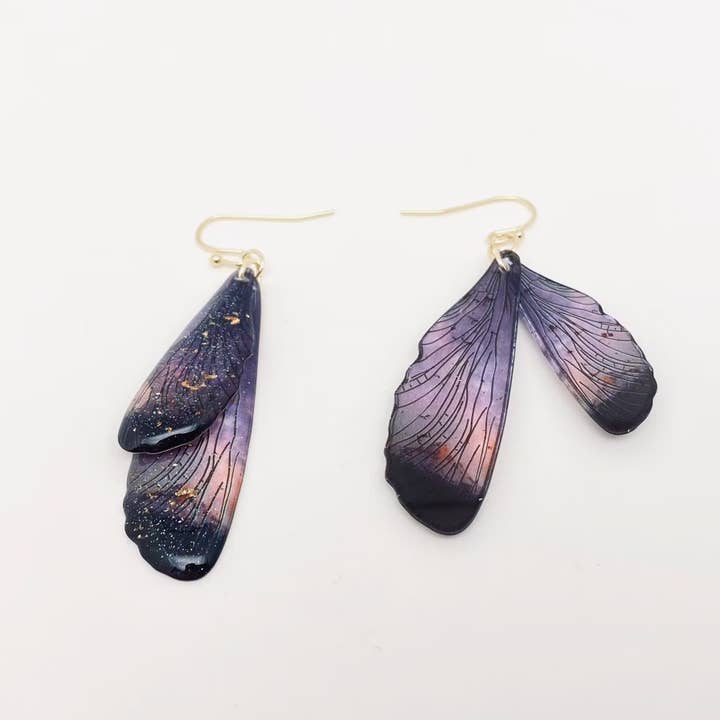 Mio Queena - Wholesale Dangle Earrings - Resin Colored Dragonfly Wings Dangle Earrings5