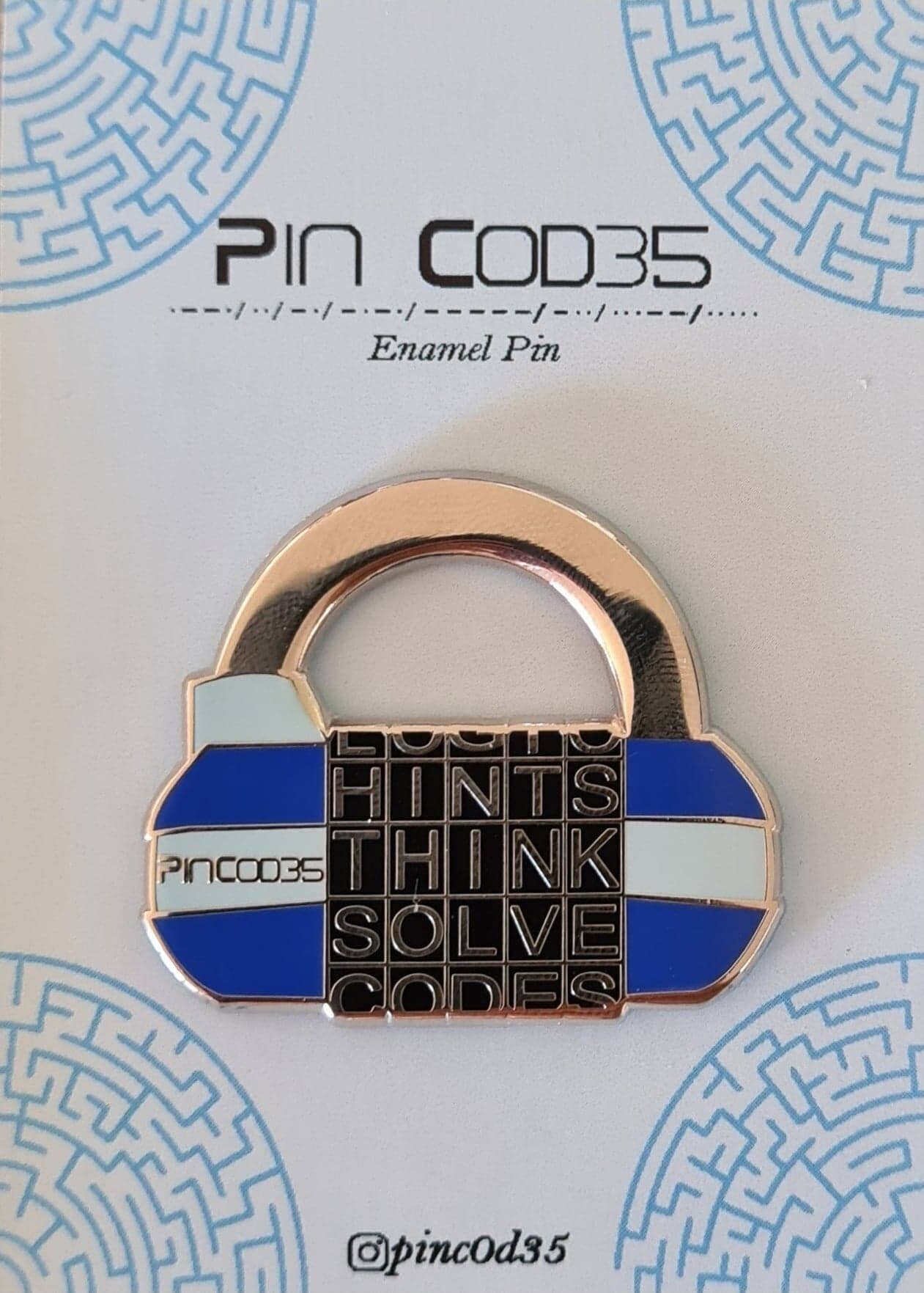 Pincodes - Venta al por mayor Botón/prendedor - Alfiler esmaltado duro con forma de candado con cinco letras, alfiler para sala de escape3