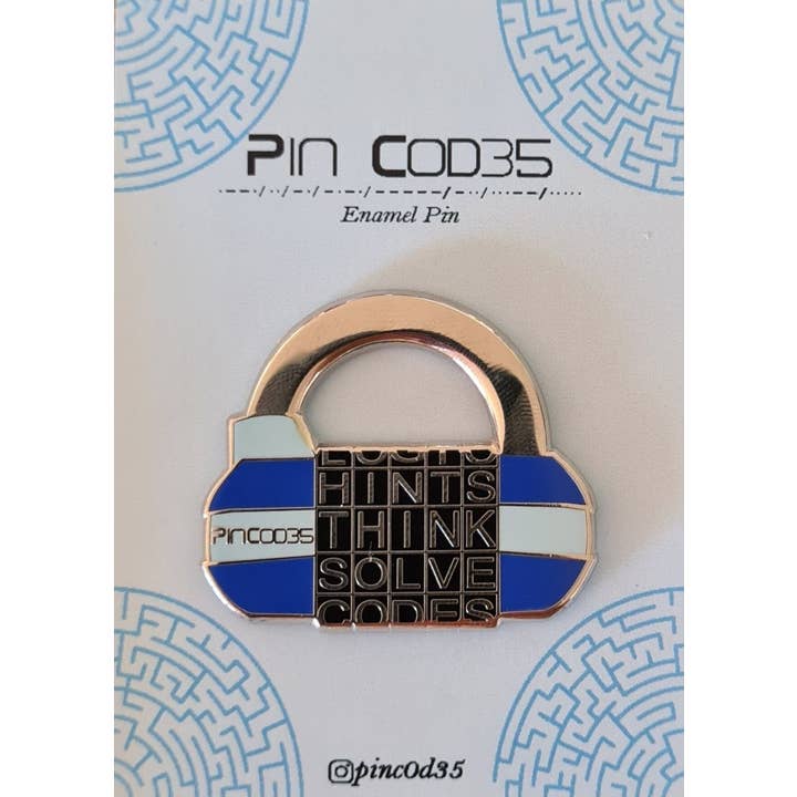 Pincodes - Venta al por mayor Botón/prendedor - Alfiler esmaltado duro con forma de candado con cinco letras, alfiler para sala de escape3