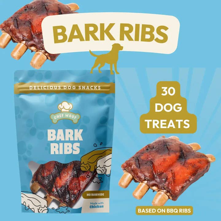 BARK RIBS CASE - 30x35g - Dog Treats for wholesale by Chef Woof