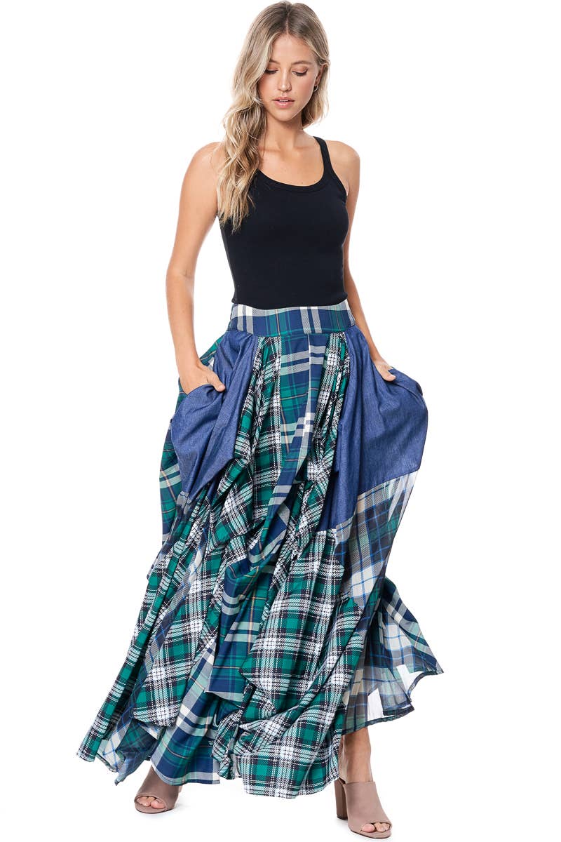 Groen [SK4119] Gerimpelde maxirok voor groothandel op Faire2