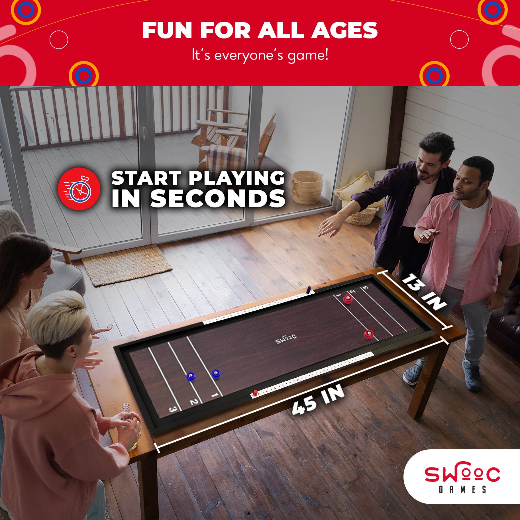 Swooc Games - Wholesale Board Game - 2-in-1 Premium Shuffleboard and Curling Game4